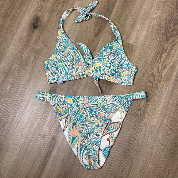 NWT CupShe Paisley Print Reversible Halter Bikini L/XL - Picture 10 of 13